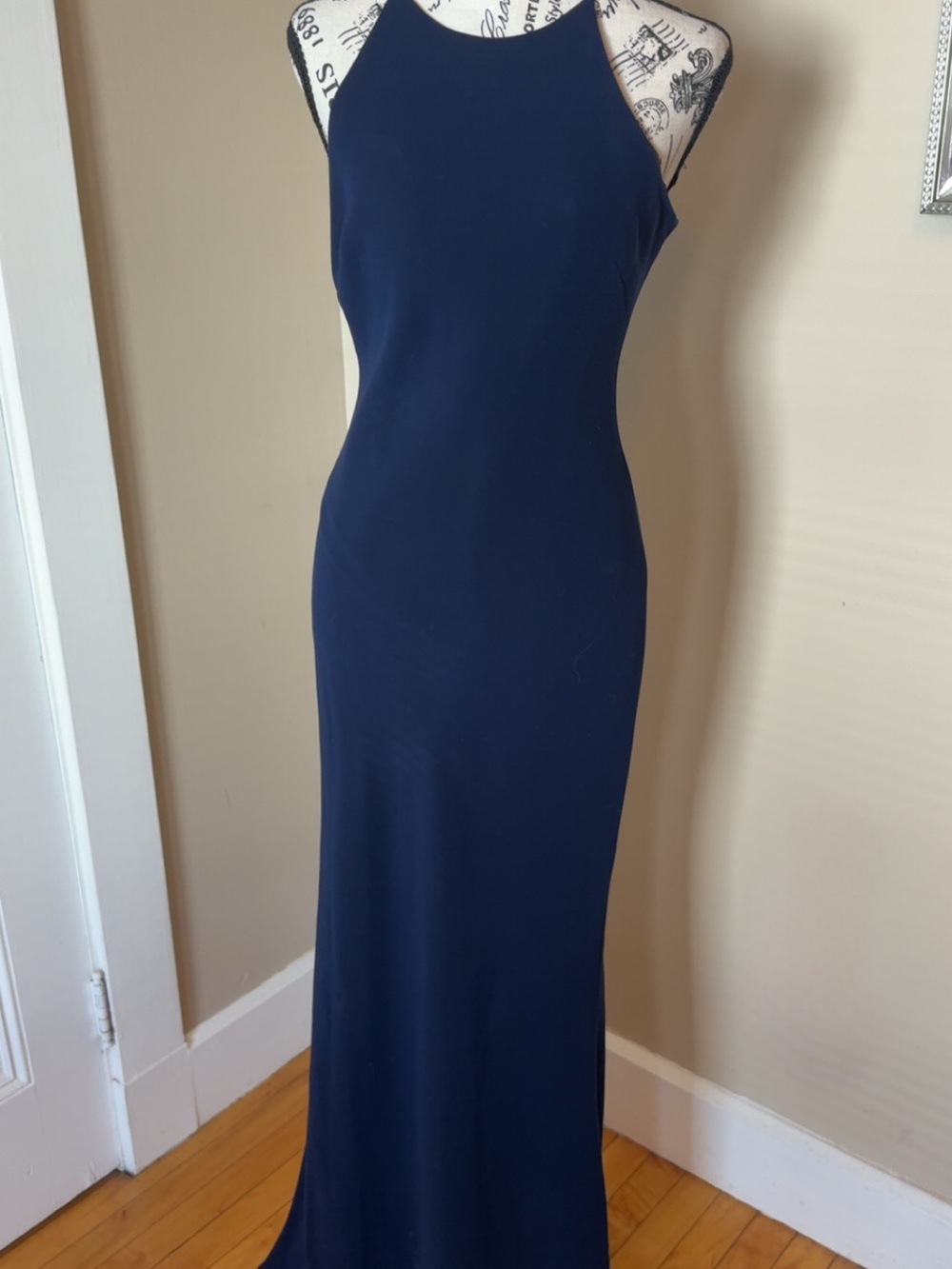 Calvin Klein Navy High Neck Maxi Dress